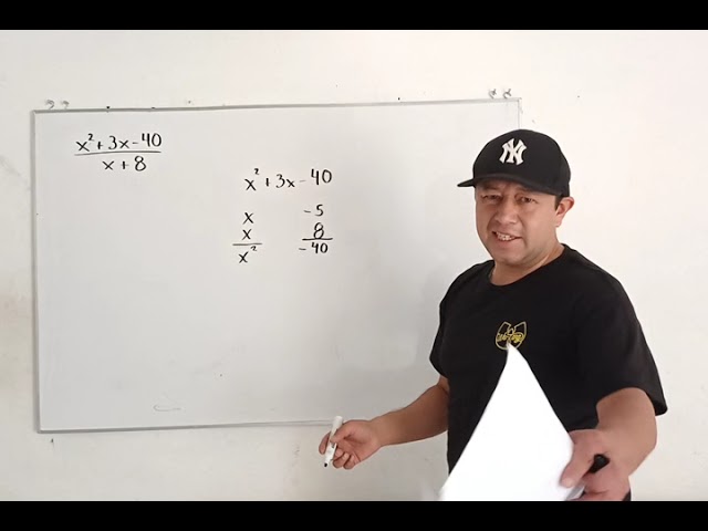 Simplifica la expresión algebraica x^2+3x-40/x+8